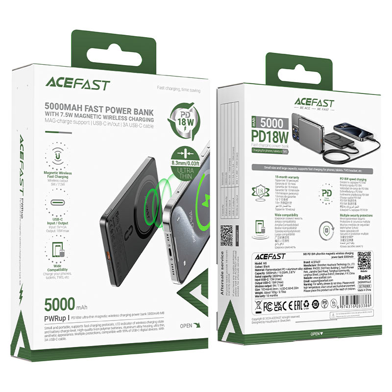 Magnetic Fast Wireless Charge Power Bank M8 PD18W 5000mAh