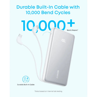 Anker Zolo Powerbank 10000mAh 22.5W Fast Charging Power Bank with Built-in USB-C Cable A110D