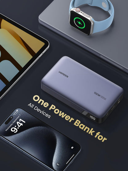 UGREEN 100W 20000mAh Power Bank  charges Smartphones, Tablets, AirPods and more
