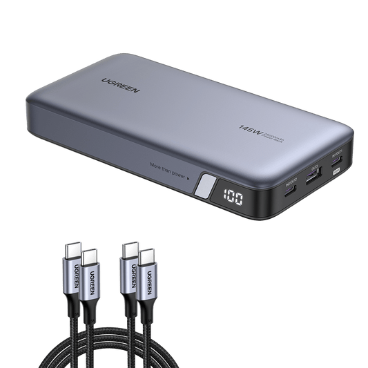 (Bundle) 145W Power Bank + 1M 100W USB-C Cable 2 Pack