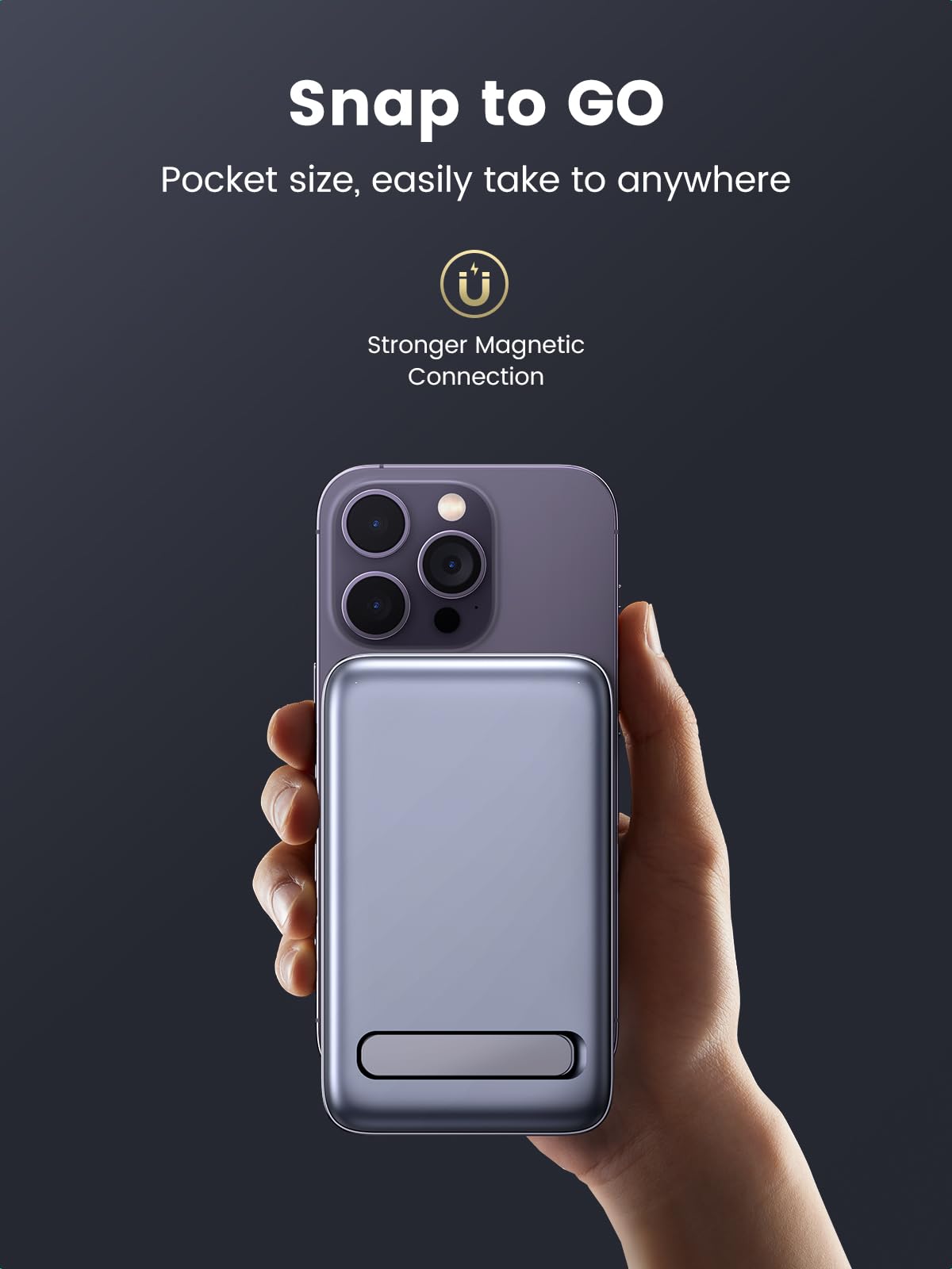UGREEN Foldable Kickstand Magnetic Portable Chargers Pocket size, easily take to anywhere